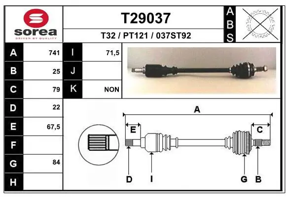 Handler.Part Drive shaft EAI T29037 1