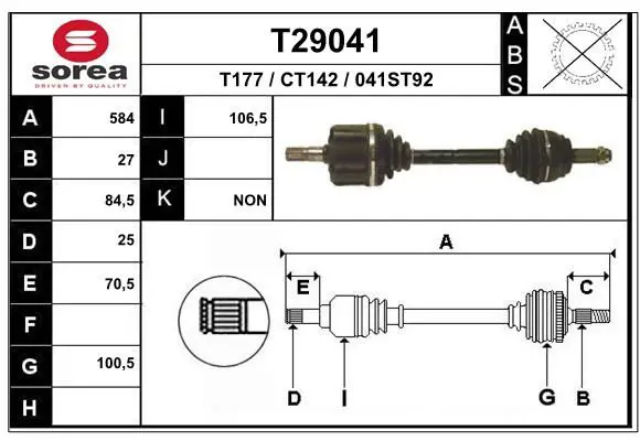 Handler.Part Drive shaft EAI T29041 1