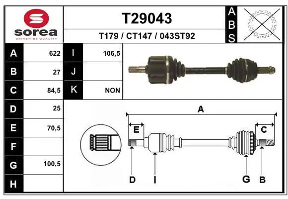 Handler.Part Drive shaft EAI T29043 1