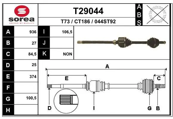 Handler.Part Drive shaft EAI T29044 1