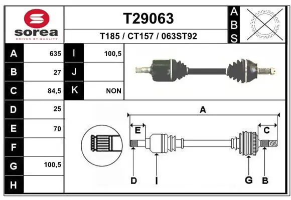 Handler.Part Drive shaft EAI T29063 1