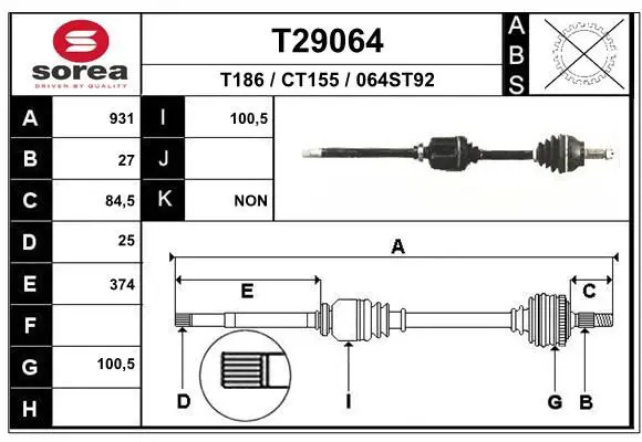 Handler.Part Drive shaft EAI T29064 1