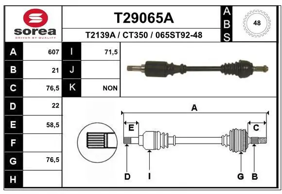 Handler.Part Drive shaft EAI T29065A 1