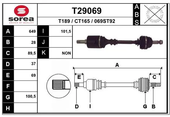 Handler.Part Drive shaft EAI T29069 1