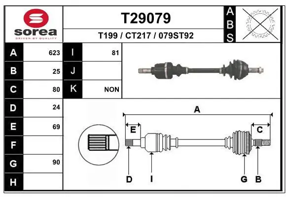 Handler.Part Drive shaft EAI T29079 1