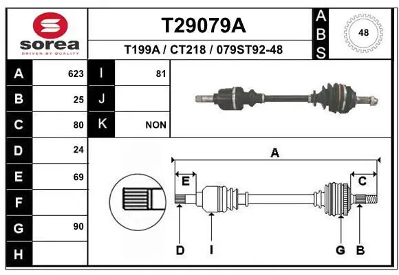 Handler.Part Drive shaft EAI T29079A 1