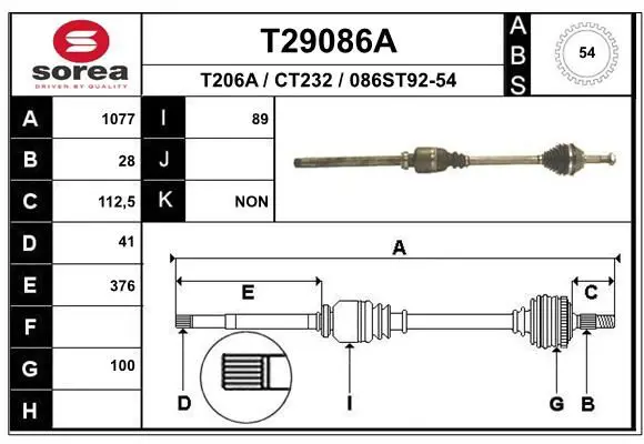 Handler.Part Drive shaft EAI T29086A 1