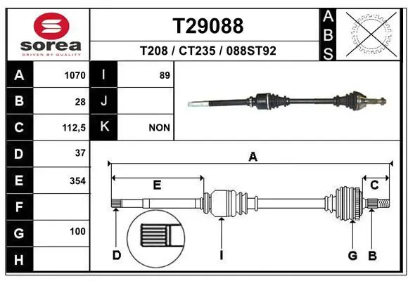 Handler.Part Drive shaft EAI T29088 1