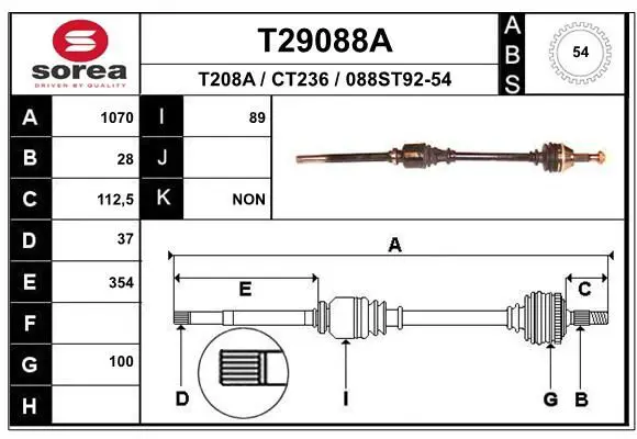 Handler.Part Drive shaft EAI T29088A 1