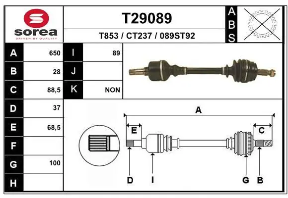 Handler.Part Drive shaft EAI T29089 1