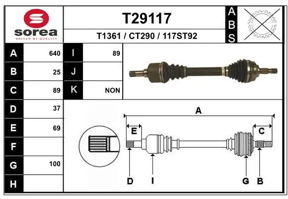 Handler.Part Drive shaft EAI T29117 1