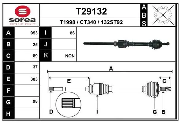 Handler.Part Drive shaft EAI T29132 1