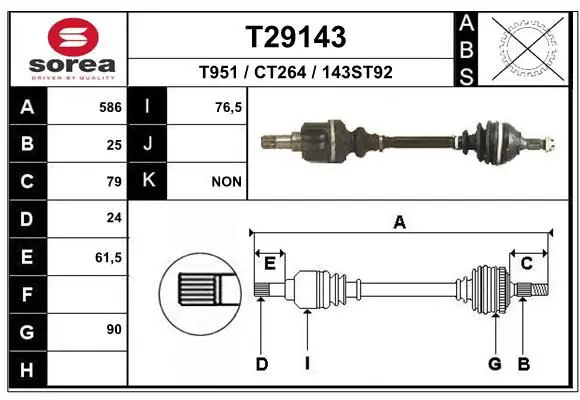 Handler.Part Drive shaft EAI T29143 1