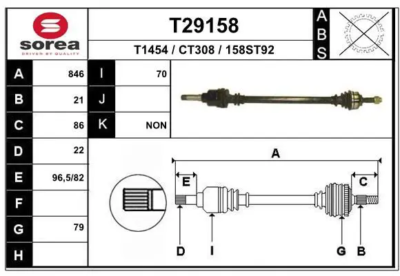 Handler.Part Drive shaft EAI T29158 1