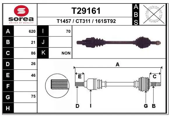 Handler.Part Drive shaft EAI T29161 1