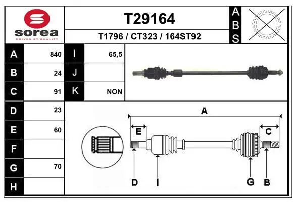 Handler.Part Drive shaft EAI T29164 1