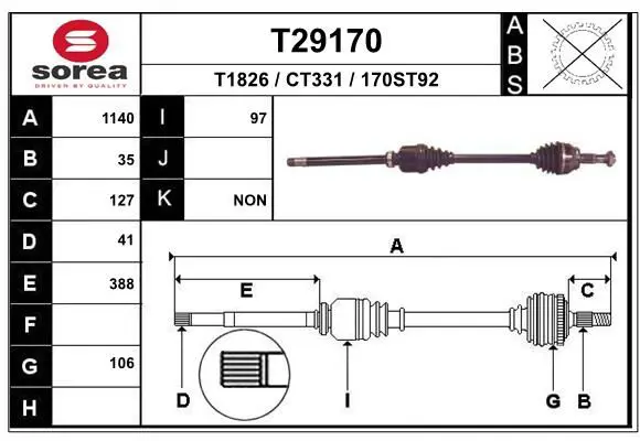 Handler.Part Drive shaft EAI T29170 1