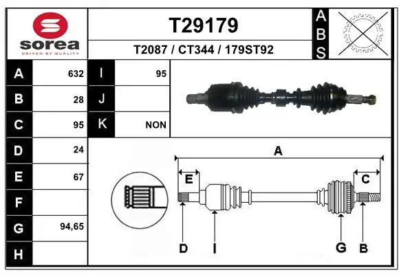 Handler.Part Drive shaft EAI T29179 1