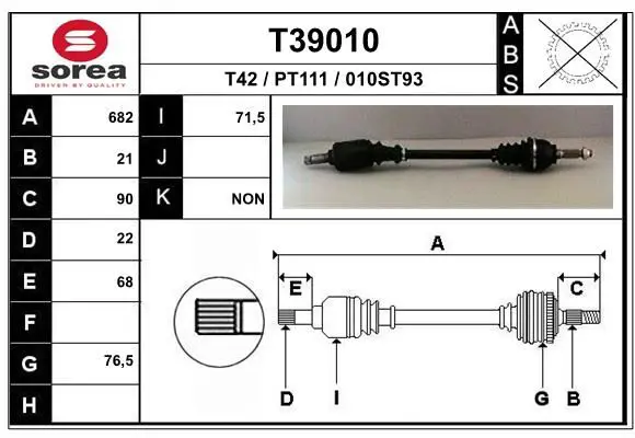 Handler.Part Drive shaft EAI T39010 1