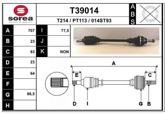 Handler.Part Drive shaft EAI T39014 1