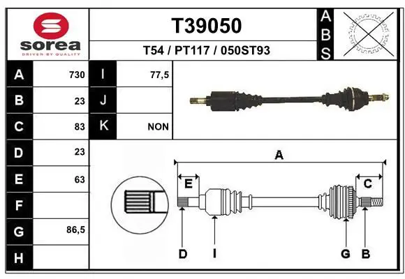 Handler.Part Drive shaft EAI T39050 1