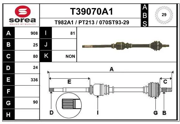 Handler.Part Drive shaft EAI T39070A1 1