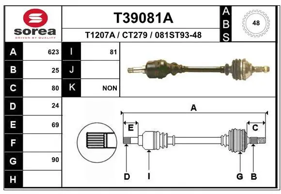 Handler.Part Drive shaft EAI T39081A 1