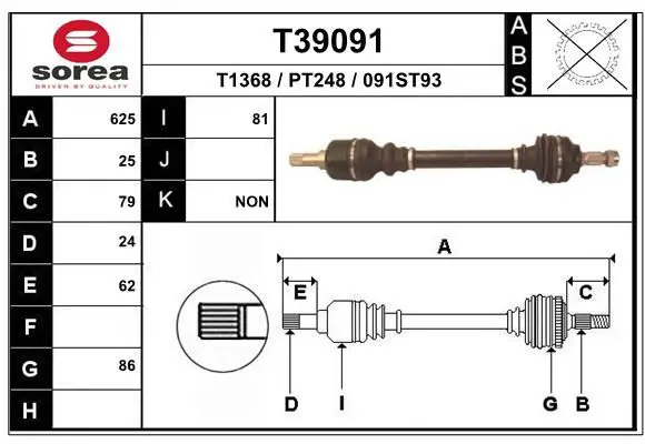 Handler.Part Drive shaft EAI T39091 1