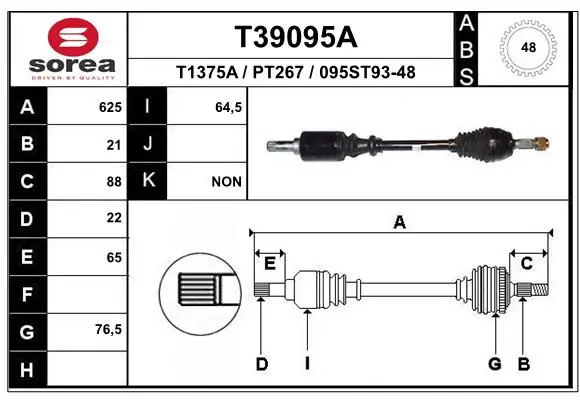 Handler.Part Drive shaft EAI T39095A 1