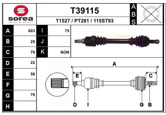 Handler.Part Drive shaft EAI T39115 1