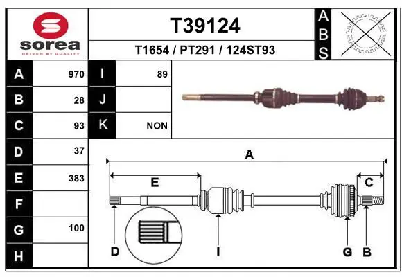 Handler.Part Drive shaft EAI T39124 1