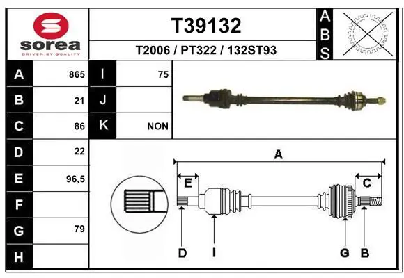 Handler.Part Drive shaft EAI T39132 1