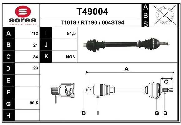 Handler.Part Drive shaft EAI T49004 1