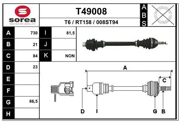 Handler.Part Drive shaft EAI T49008 1