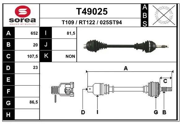 Handler.Part Drive shaft EAI T49025 1