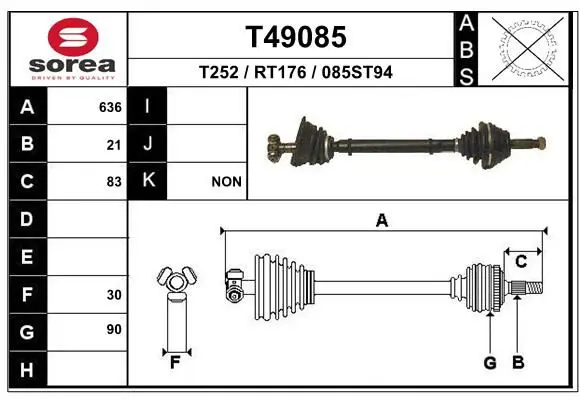 Handler.Part Drive shaft EAI T49085 1