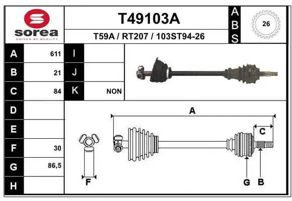 Handler.Part Drive shaft EAI T49103A 1