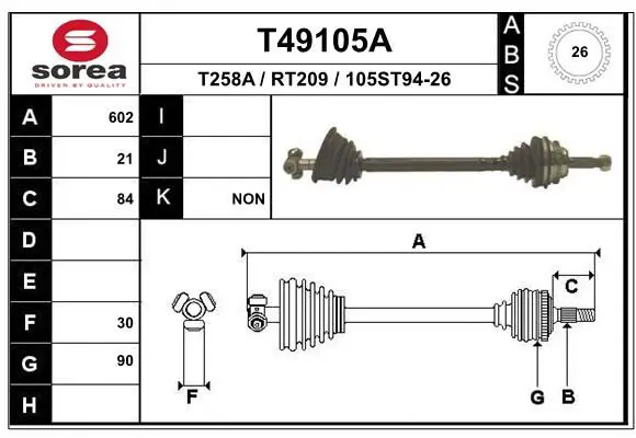 Handler.Part Drive shaft EAI T49105A 1