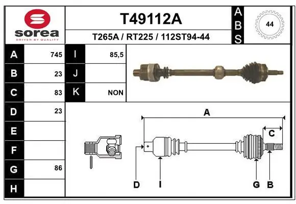 Handler.Part Drive shaft EAI T49112A 1