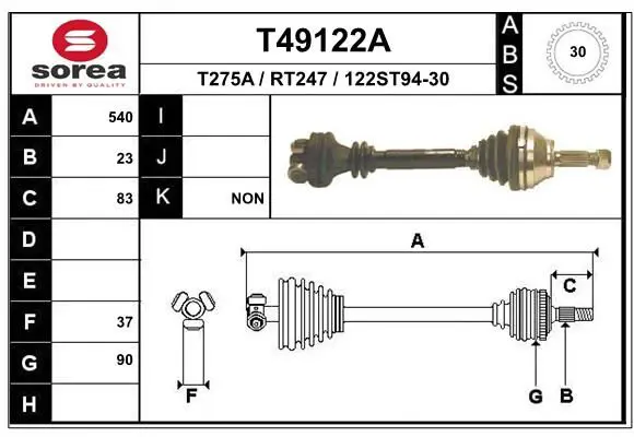 Handler.Part Drive shaft EAI T49122A 1