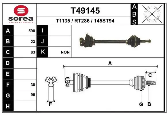 Handler.Part Drive shaft EAI T49145 1