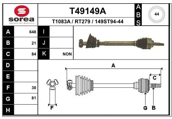 Handler.Part Drive shaft EAI T49149A 1