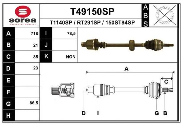 Handler.Part Drive shaft EAI T49150SP 1