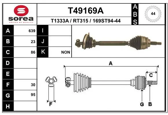 Handler.Part Drive shaft EAI T49169A 1