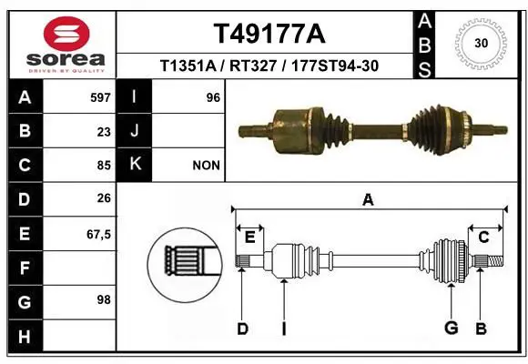 Handler.Part Drive shaft EAI T49177A 1