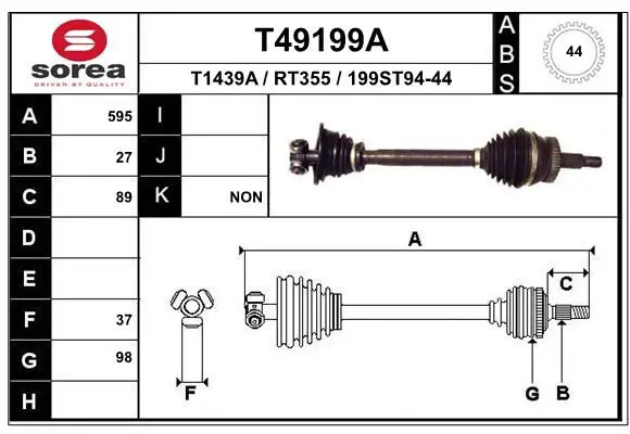 Handler.Part Drive shaft EAI T49199A 1