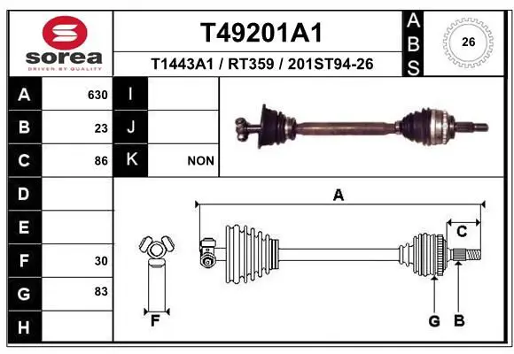 Handler.Part Drive shaft EAI T49201A1 1