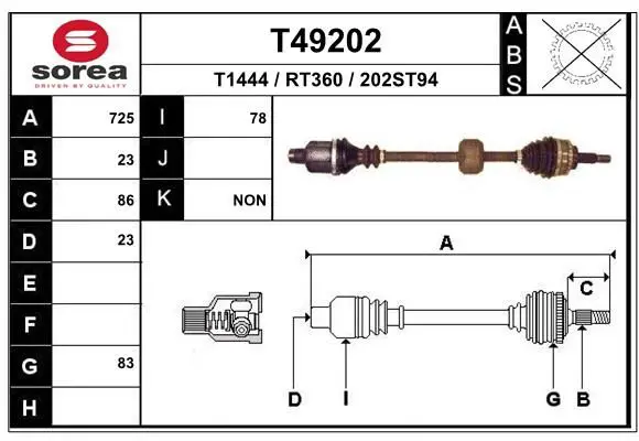 Handler.Part Drive shaft EAI T49202 1