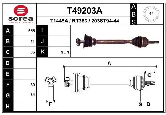 Handler.Part Drive shaft EAI T49203A 1