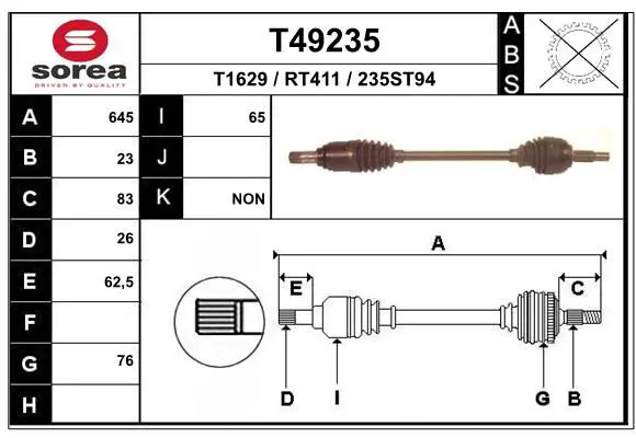 Handler.Part Drive shaft EAI T49235 1